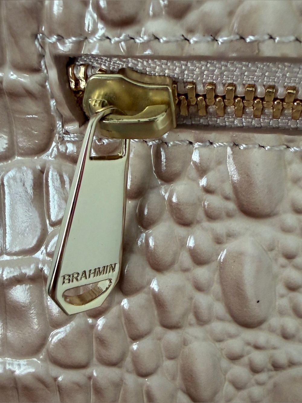 Brahmin Melbourne Mini Backpack Blush Pink Croc Embossed Leather Gold NWOT - Picture 5 of 14